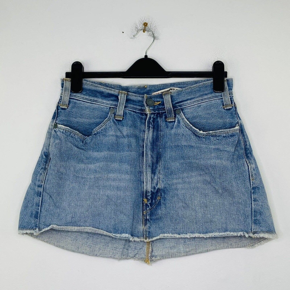 Levi's Engineered Women S Blue Jean Skirt Short Distressed Light Wash Denim W39